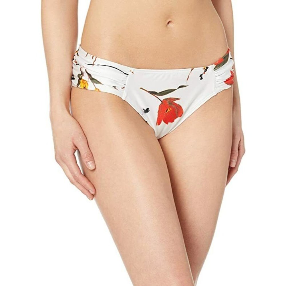 RACHEL ROY - Women's Tossed-Meadow Bikini Bottom, White Floral, Large, NWT